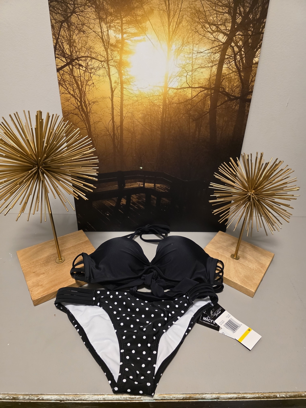 California Waves Black & White Polka Dot Two-Piece Bikini